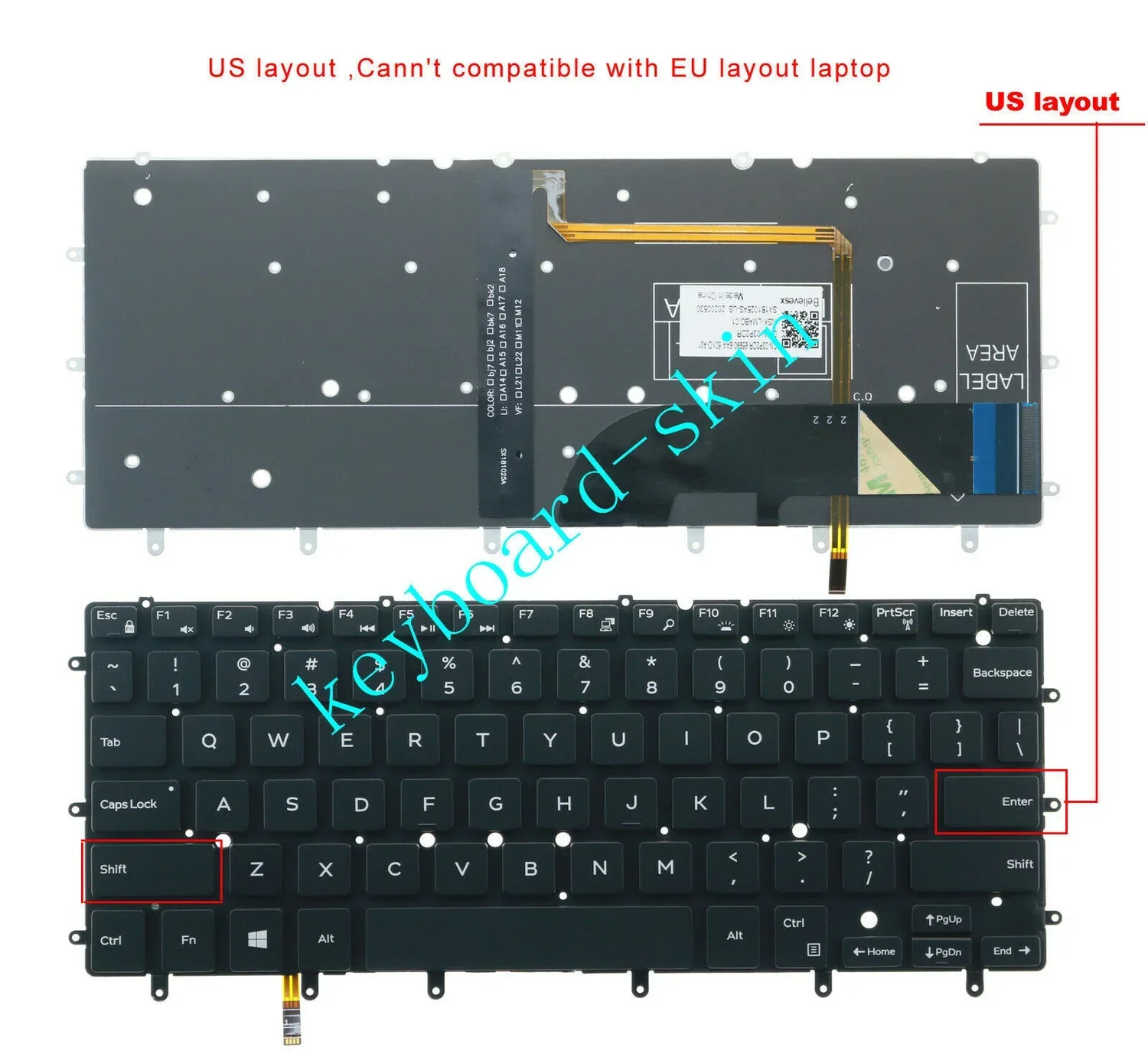 New US backlit keyboard for Dell XPS 13(9343 9350)13-9343 13-9350 13-9360,Inspiron 15-7000 series15-7547 7548 series laptop