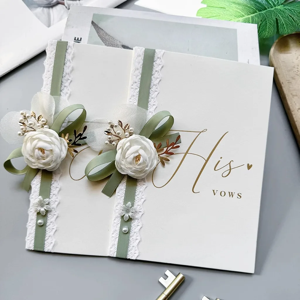 2 Stücke Hochzeit Gelübde Buch Senior Grußkarte Braut und Bräutigam Eid Karten Hochzeitsgeschenke Dekoration