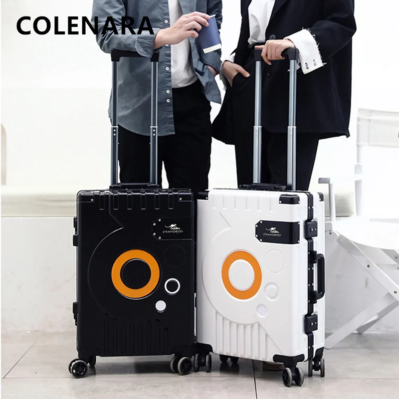 COLENARA Luggage 22"24"26" 28inch Large Capacity Trolley Case 20"aluminum Frame Boarding Box PC Password Box Rolling Suitcase