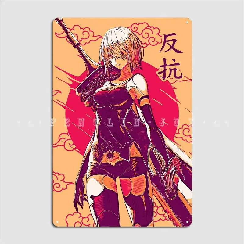 Nier Yorha 2b Metal Sign Plates Cave pub Club Party Funny Tin sign Poster