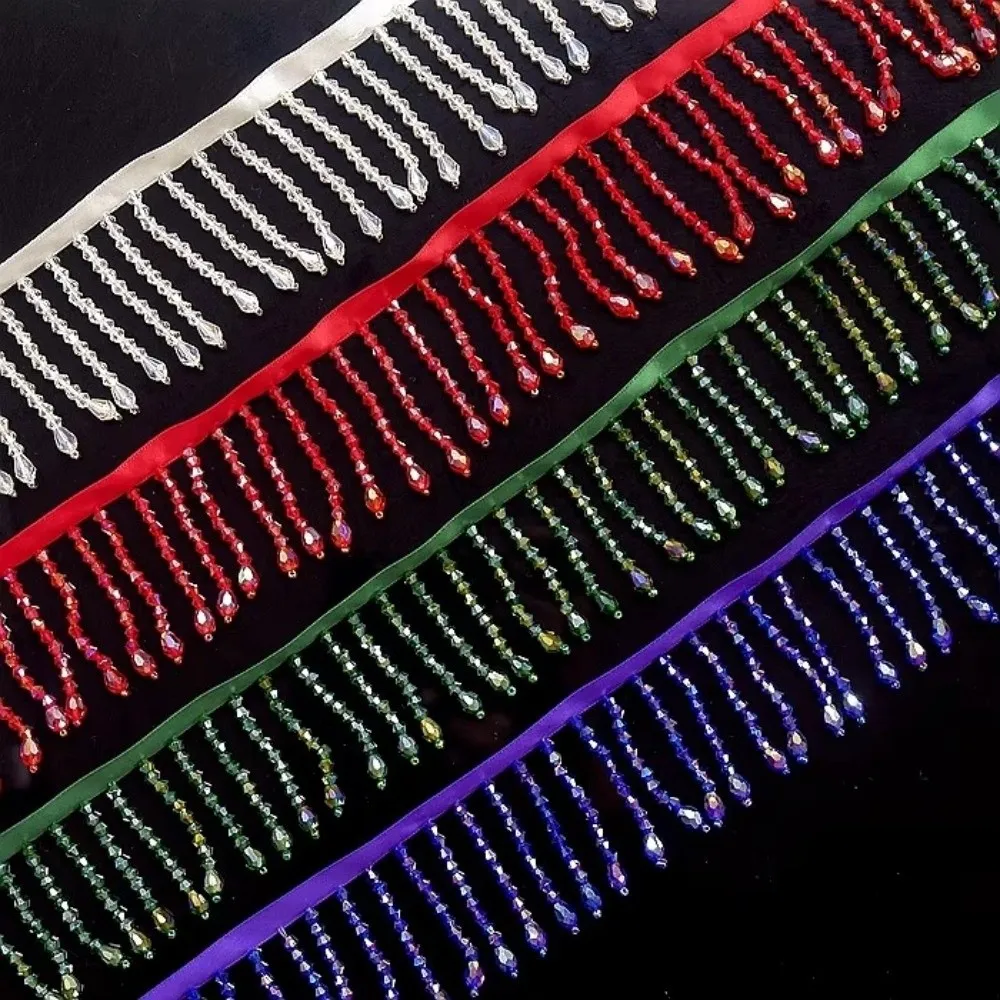 

Новая декоративная тесьма с кристаллами и бисером шириной 5,5 см для рукоделия, кружевная отделка, бахрома, для сценических костюмов