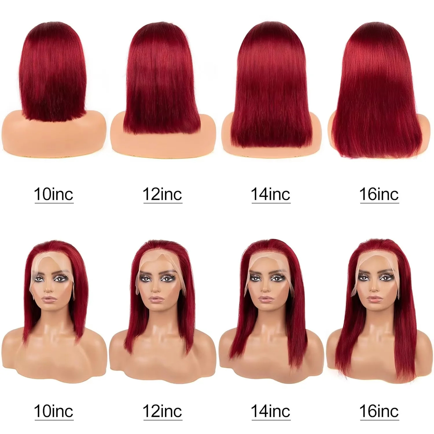 99J Burgundy Short Straight Bob Wig Human Hair 5x5 Lace Front Wig Brazilian Straight Short Wigs Red Color Human Hair For Women