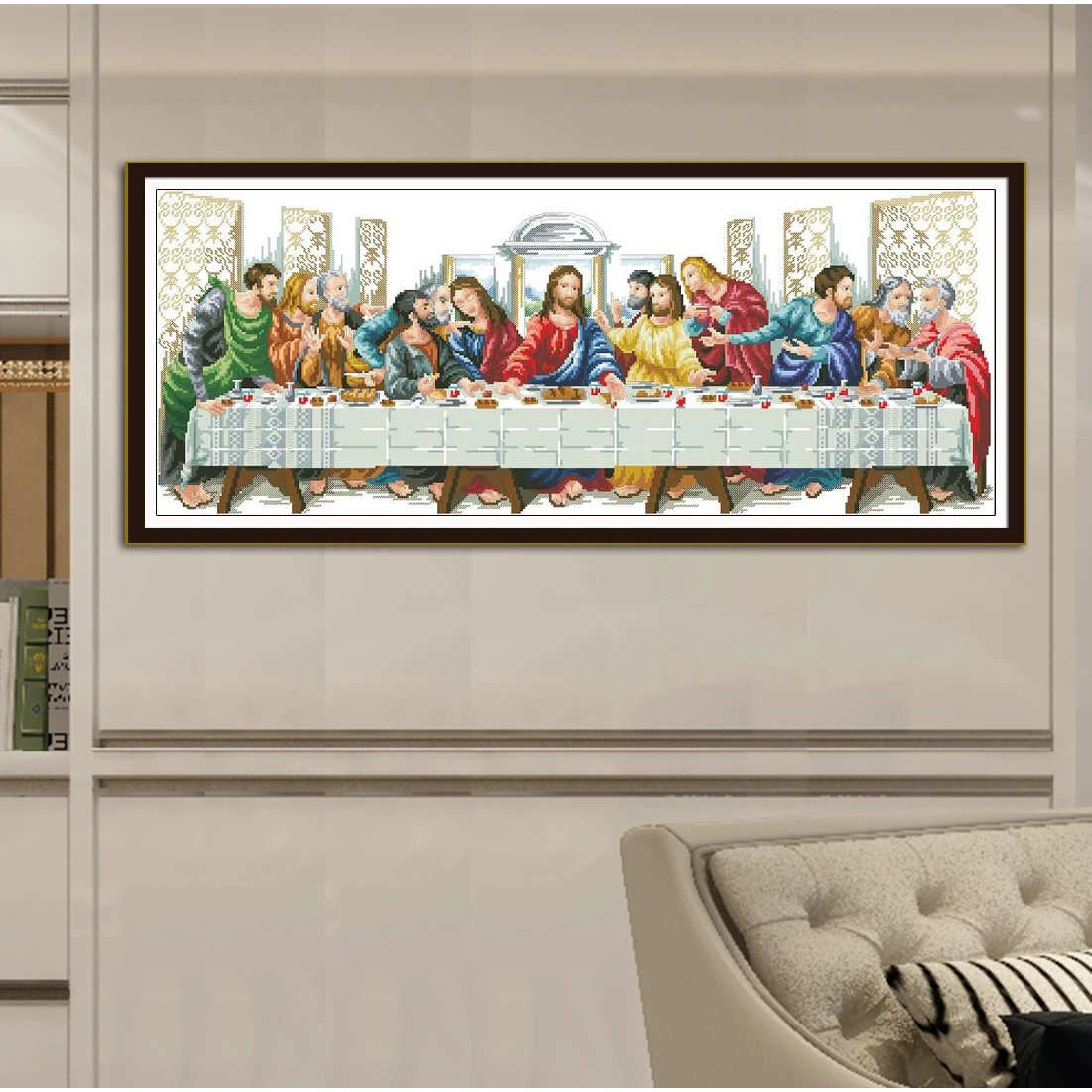 The Last Supper Printed Cross-stitch Kit, DIY Embroidery Set, Religious Art Home Decoration, Fine-stitched Character Pattern