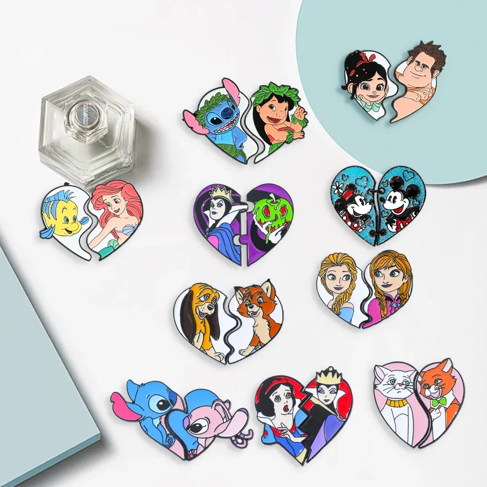 19 قطعة بروش أنيمي رائعة ميكي حورية البحر الأميرة غرزة المينا دبوس ظهره الملابس والمجوهرات شارة معدنية الديكور هدية