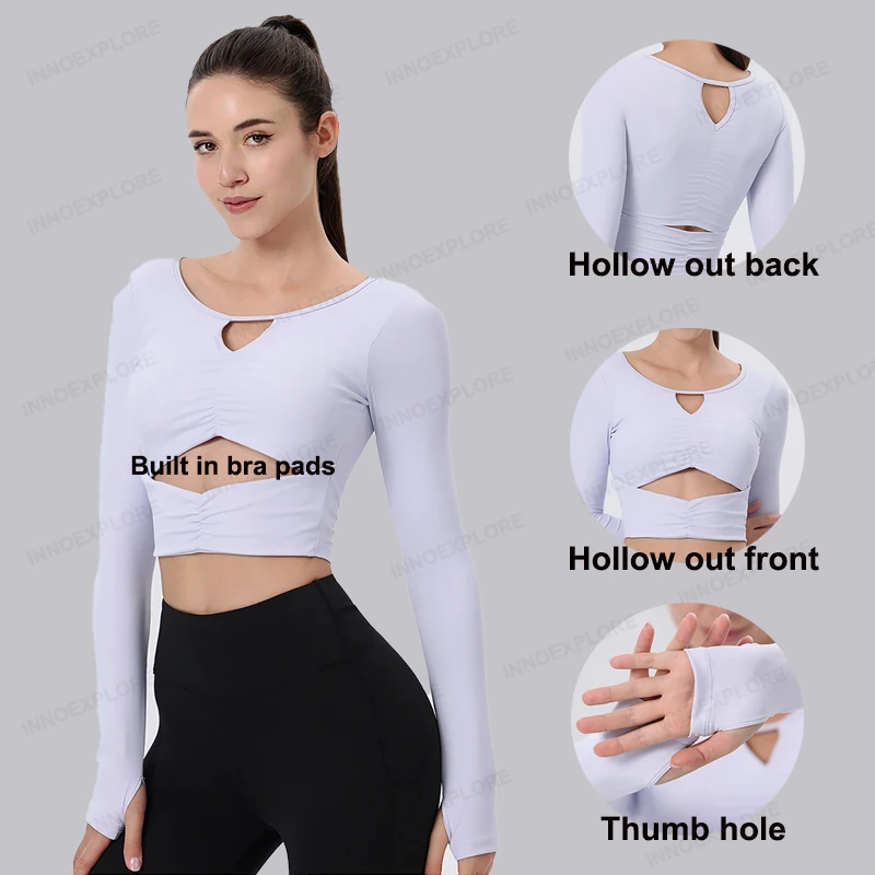 Women Fitness Top Long Sleeve Sweatshirt Breathable Gym Wear Fall Winter Casual Yoga Shirt Skin Friendly Soft Women Sportswear