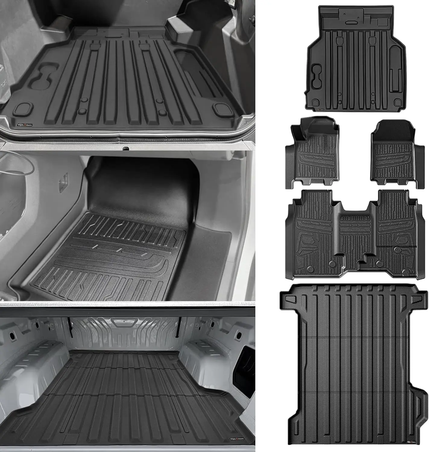 All-weather floor, bed, and frunk mats for trucks, compatible with multiple years, TPE material