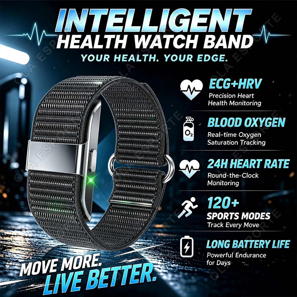 Intelligentes Gesundheitsarmband EKG Herzfrequenz-Blutsauerstoff-Monitor 120+ Sportmodi Fitness-Tracker Armband für Männer Frauen HW12