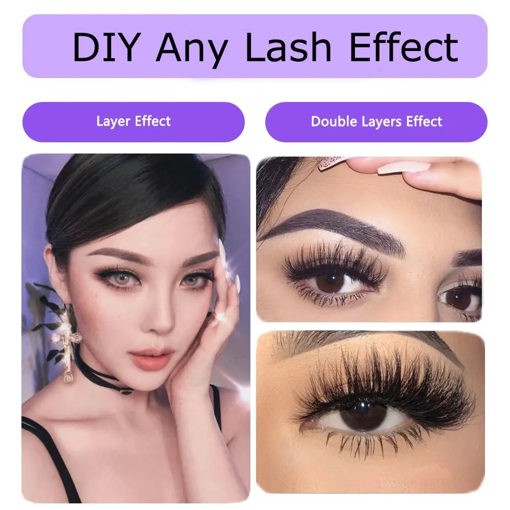 60Clusters Cluster Lashes Faxu Mink Hair C/D/DD Curl Lash Clusters Mix Length Thin Band False Eyelashes Women