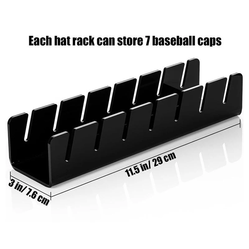 Acrílico Baseball Cap Display Rack, 7 Buracos, Durável, Claro, Suporte para Armário Doméstico, Armazenamento, Organização, Decoração, Loja