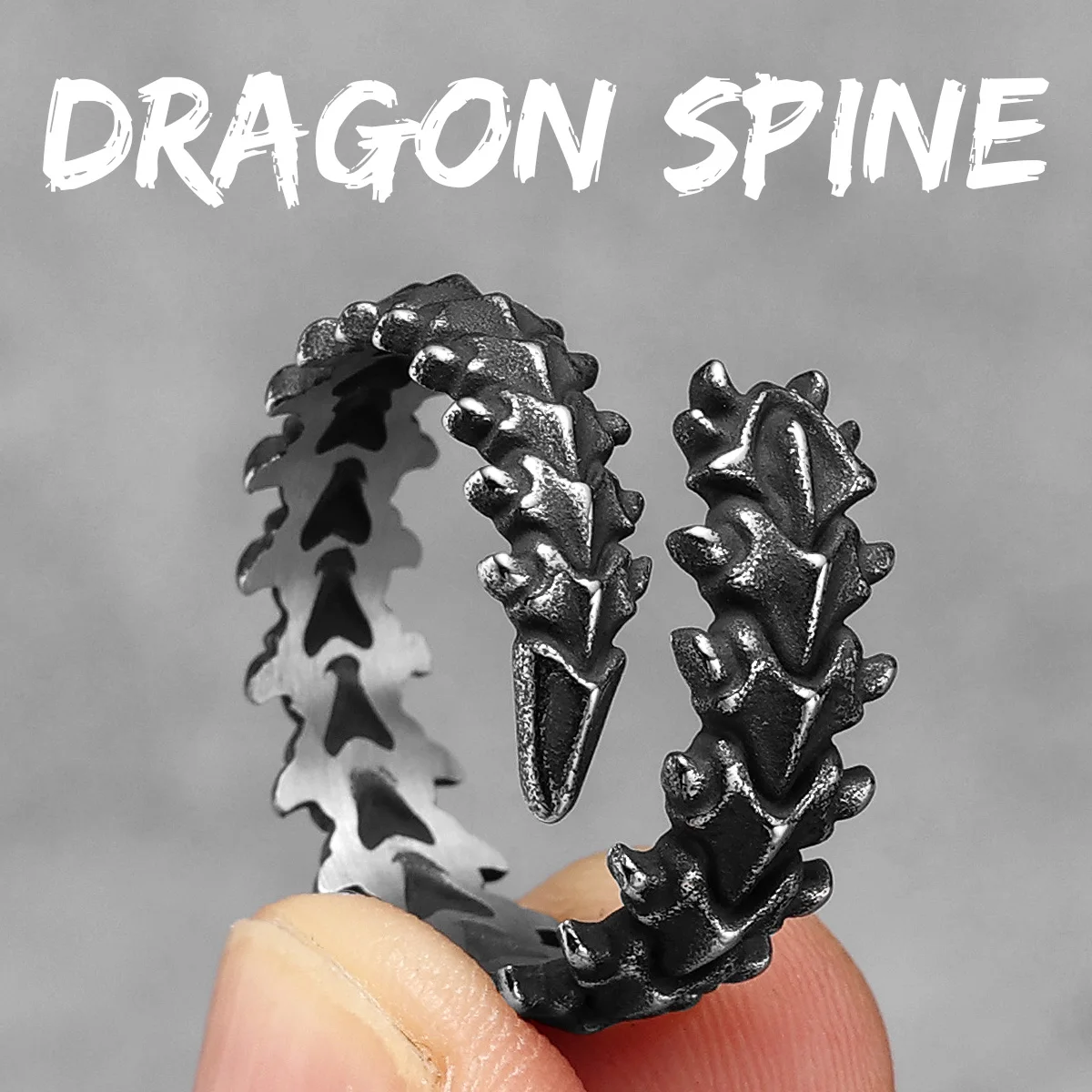 Men's Stainless Steel Dragon Spine Punk Ring