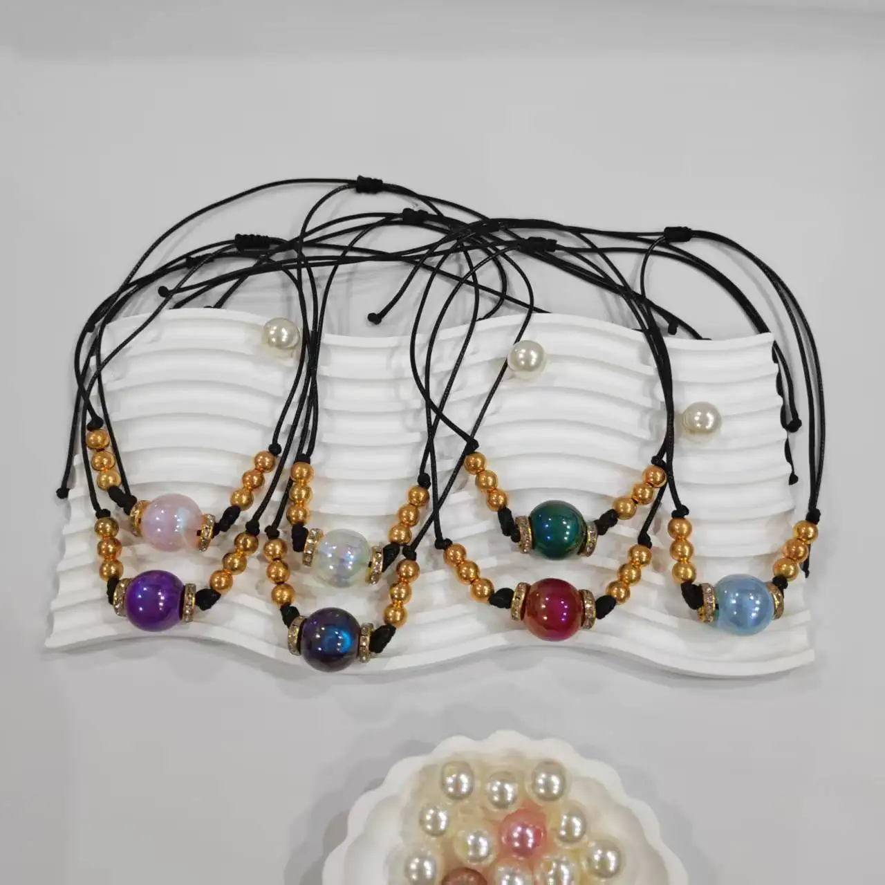 

New Trendy Colorful Shiny Pearl Necklace Imitation Pearl Necklace Set for Women Girl Fashion Gift
