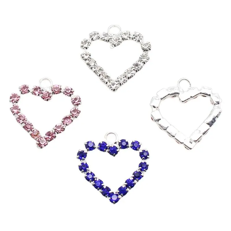 10Pcs Heart Rhinestones 18mm DIY Fashion Jewelry Handwork Decoration Accessories For Earrings necklaces and other pendants