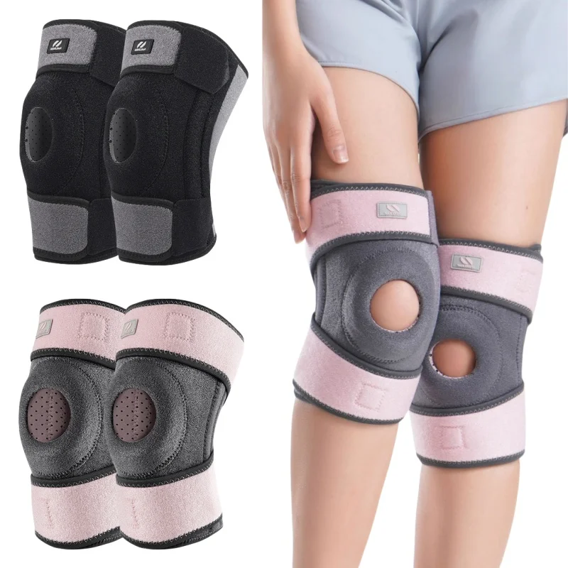 2PCS Sports Knee Pads with Side Springs Stabilizer & Patella Gel Pad Protector Knee Brace Support for Cycling Running Basketball