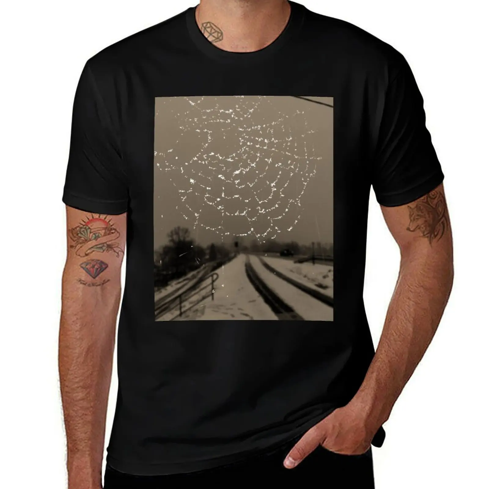 

spider web in the winter T-Shirt vintage clothes vintage anime shirt graphic t shirts quick drying mens vintage t shirts