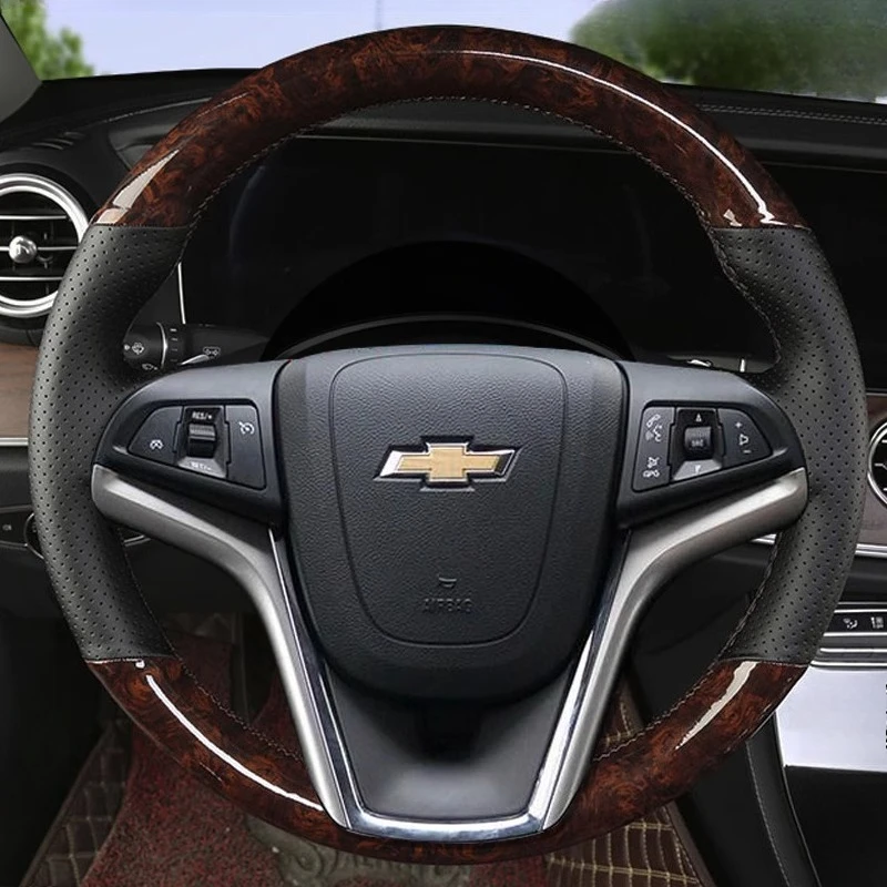 

Сшитый вручную нескользящий чехол на руль из натуральной кожи персикового дерева для chevrolet malibu 2011-2014 вольт 2011-2015