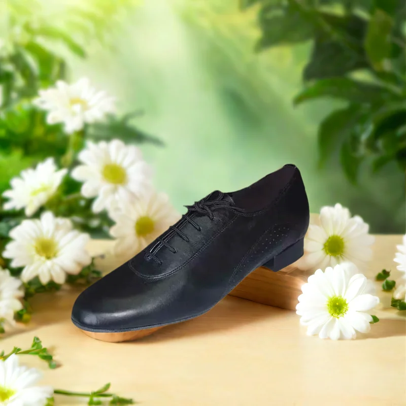 Evkoodance couro genuíno do homem moderno tango salsa sapatos de dança 2.5cm altura do salto sola macia sapatos festa dança