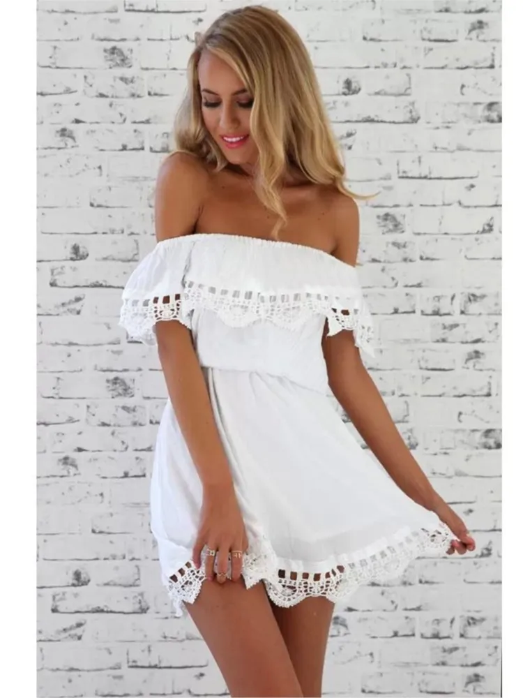 ชุดมินิเดรสแฟชั่นผู้หญิง ดีไซน์เซ็กซี่ แต่งระบาย ไหล่เดียว สไตล์ลำลอง เหมาะสำหรับงานปาร์ตี้ งานพรอม งานเลี้ยงกลางคืน งานสังสรรค์ หรืองานราตรี