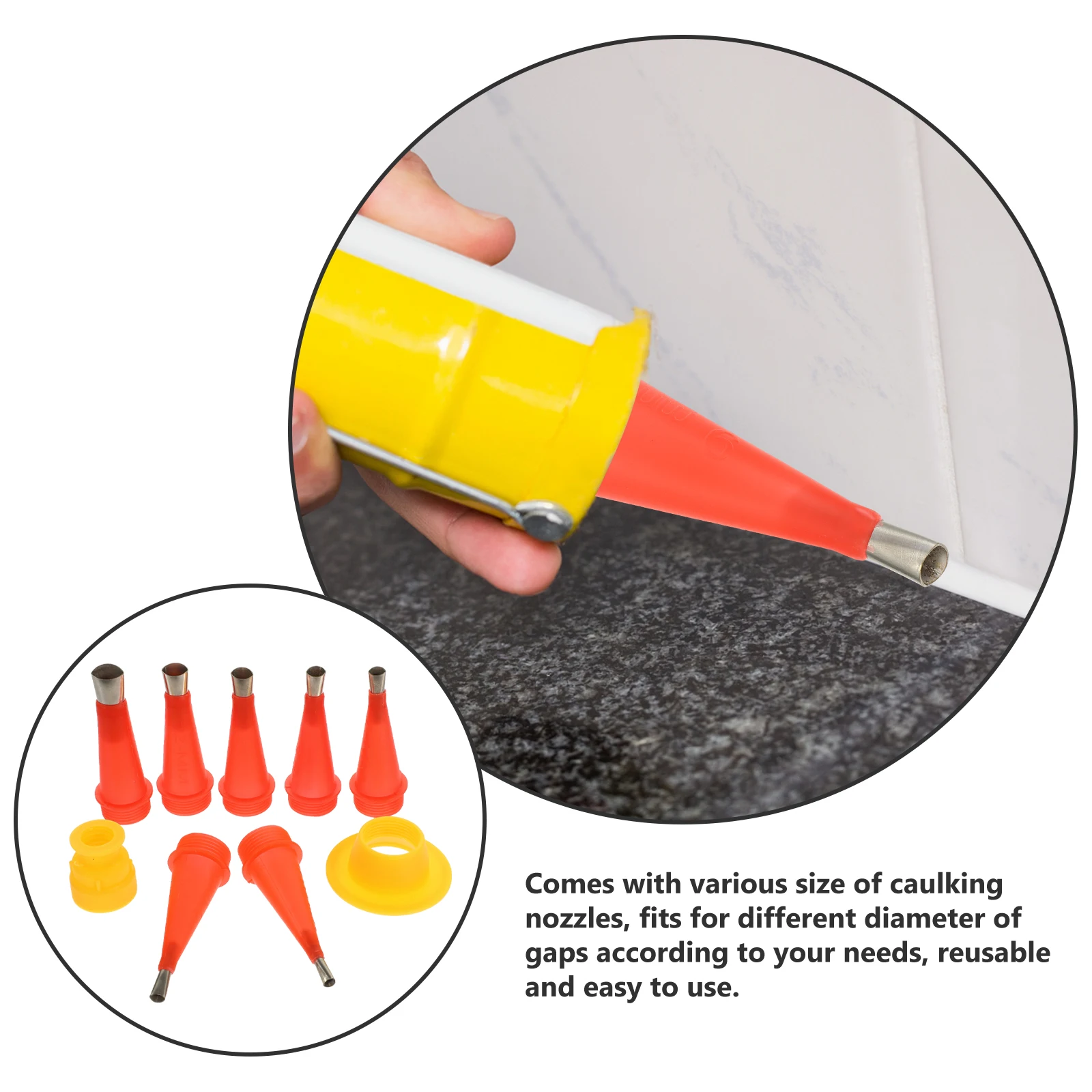 

1 set 1 Set Stainless Steel Silicone Nozzle Tool Kit 5Mm 6Mm 7Mm 9Mm 10Mm 12Mm 14Mm Reusable Caulking Finisher Set Grout Sealer