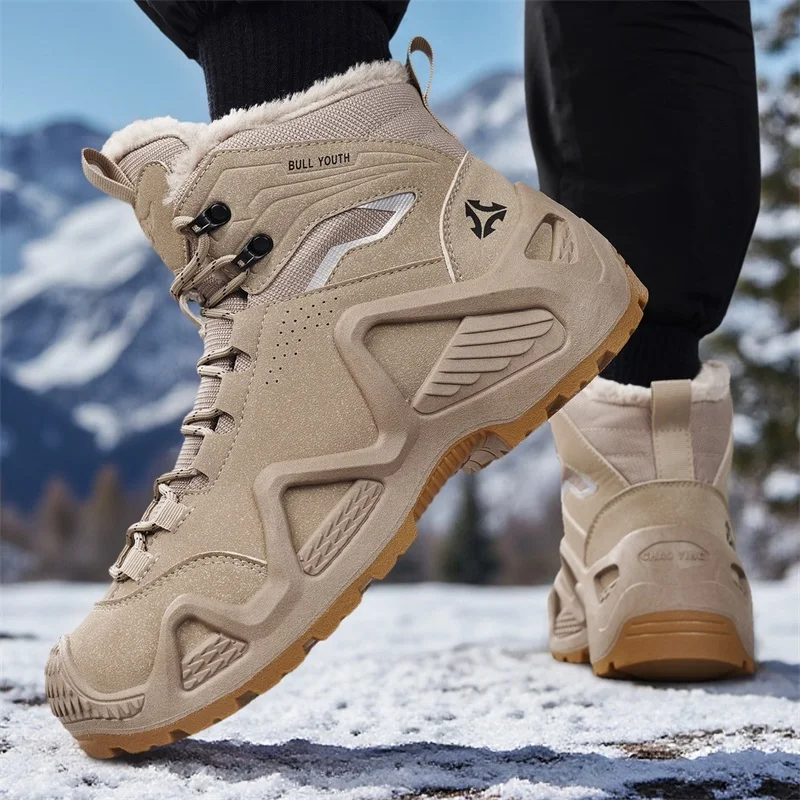 

Outdoor Warm Fur Men's Combat Tactical Desert Boots Climbing Training Waterproof Sports Shoes Male Field Hunting Hiking Shoes