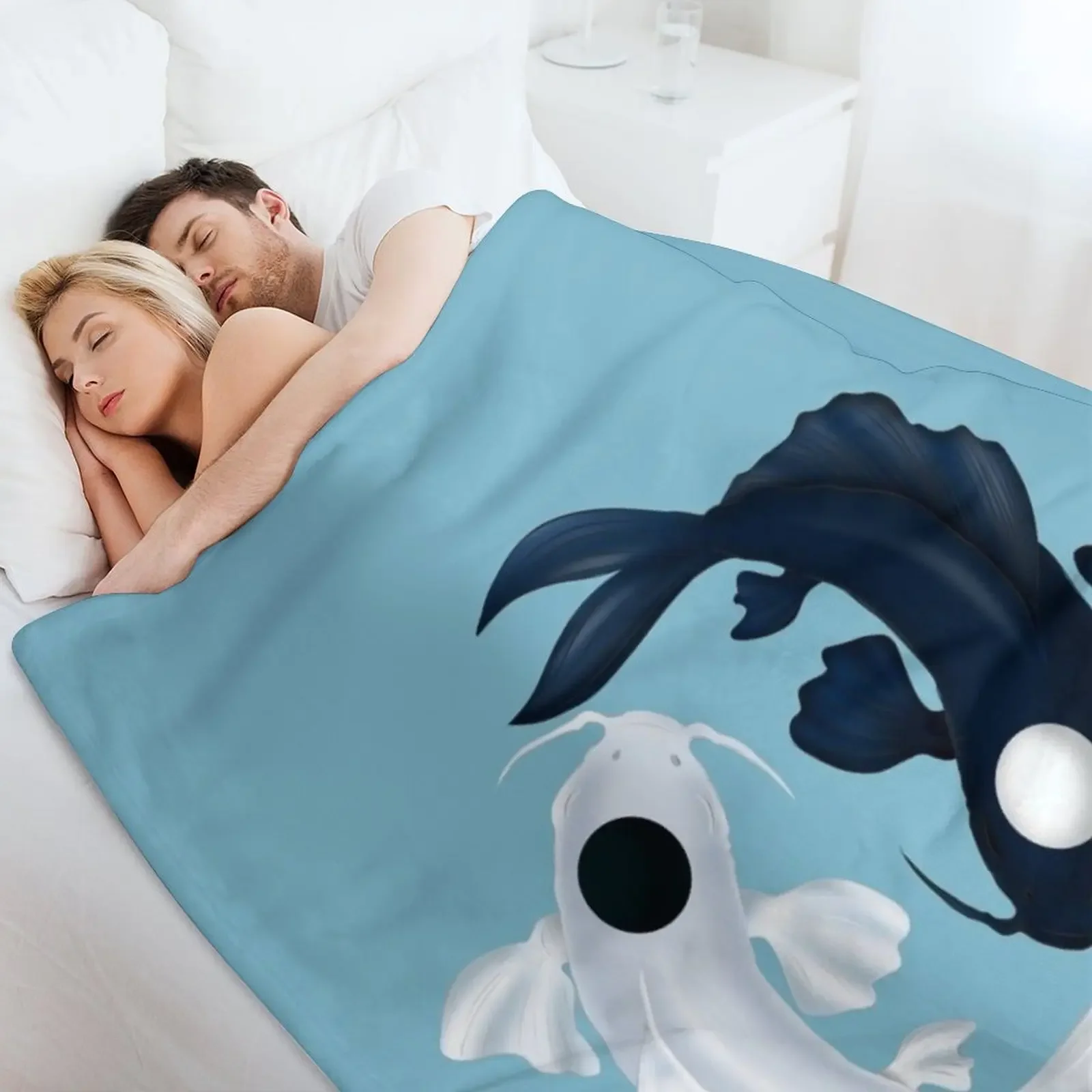 جديد توي ولا يين يانغ كوي في بطانية رمي زرقاء فضفاضة فروي خمر البطانيات الكبيرة الناعمة #4