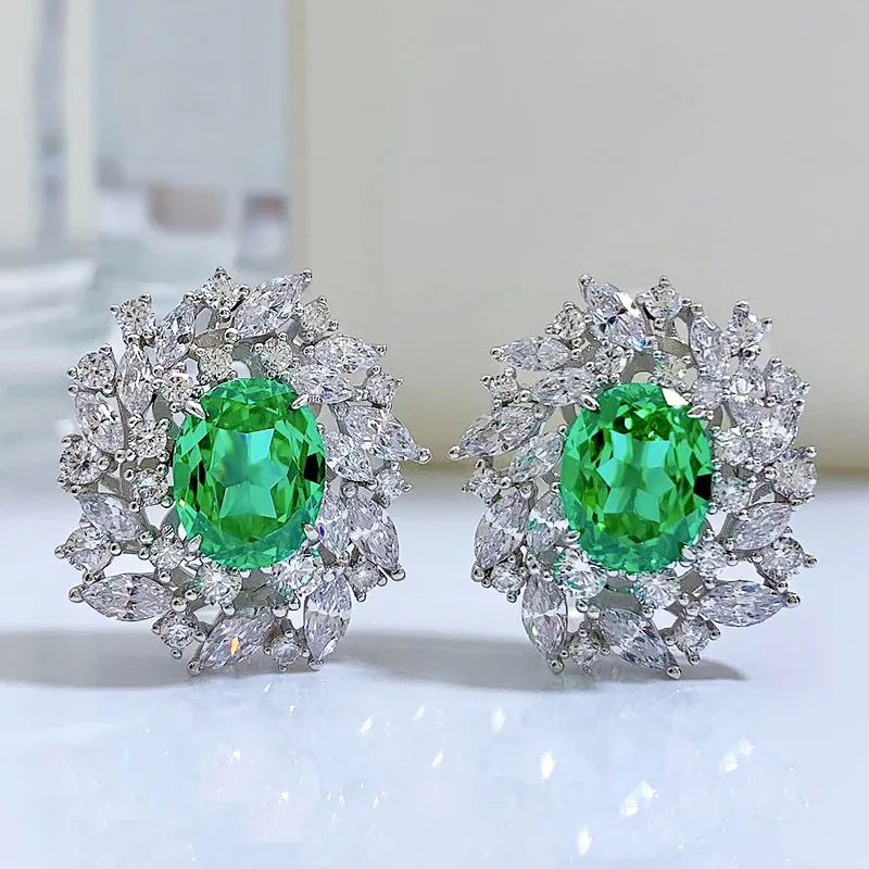 2024 new 925 sterling silver Paraiba earrings for women with a high-end feel and luxurious European and American style earrings