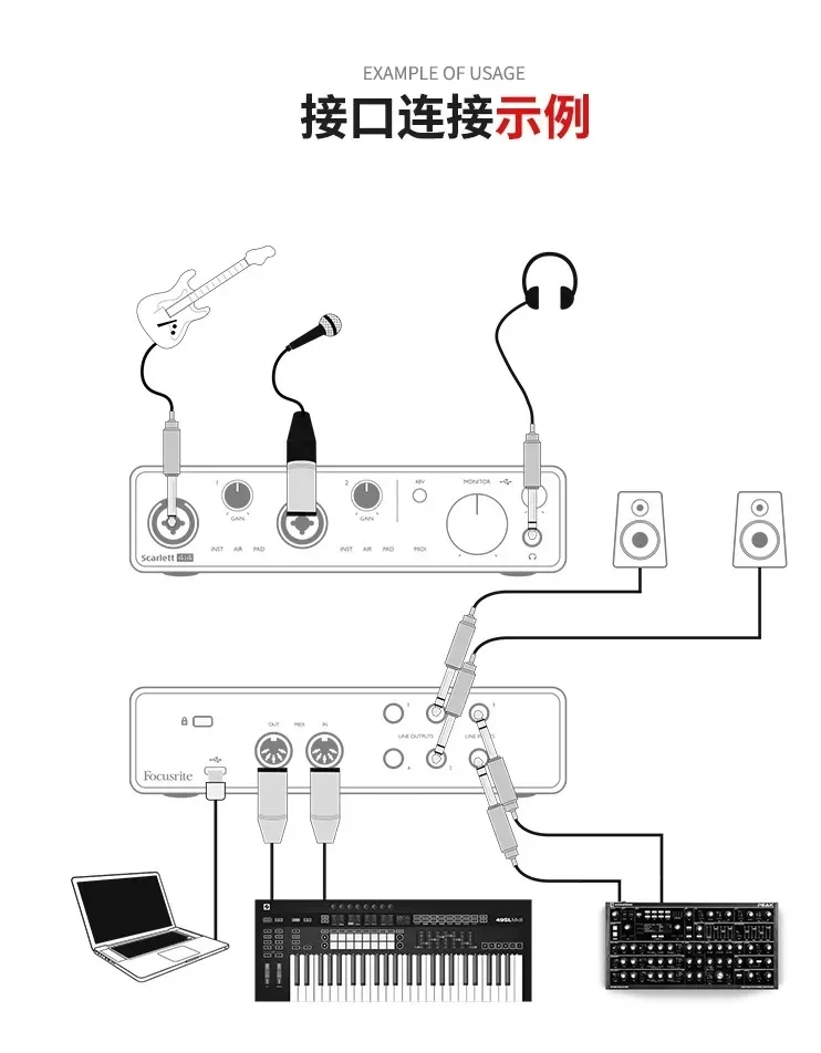 Kartu Suara Rekaman Focusrite Scarlett 4i4 Generasi ke-3 2025, 4 Input 4 Output, Antarmuka Audio USB, Kartu Suara untuk Rekaman Gitar Bass