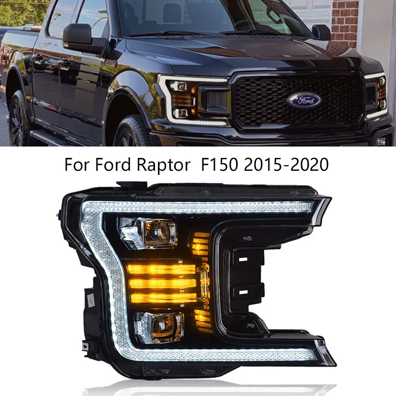 Car Accessories Headlamp Headlight LED For Ford F150 Raptor 2015 -2020 DRL Daytime Running Light Bi-Xenon Accessories assembly