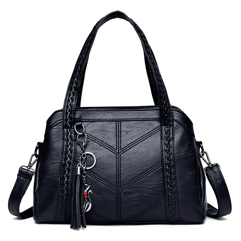 

Middle-aged Women's Bag Single Shoulder Diagonal Cross Bag Large Capacity Retro Bag Hand-held Soft Leather Tote Bag