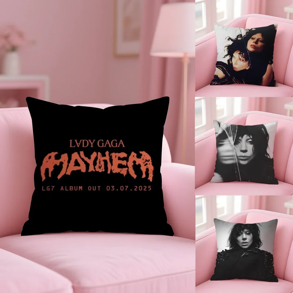 

Singer L-Lady Gaga Mayhem Pillow Case Anti-dustmite Pillowcase Invisible Zipper Silky Short Plush Sofa Cushion Cover