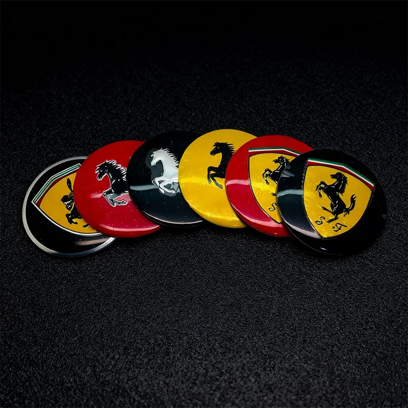 4 Stück für Ferrari Auto Radnabenmittenkappen Felgenabdeckung Aufkleber Zubehör 56 mm/60 mm/65 mm Pferd Esel Ferrari Esel Abzeichen Emblem