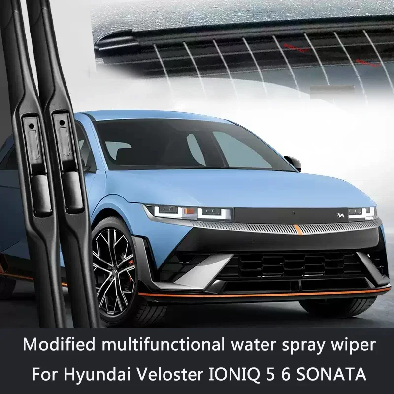 Car Modify Windshield Water Spray Wiper Blades Auto Wet Arm Cleaning Wiper Accessory For Hyundai Veloster IONIQ 5 6 SONATA