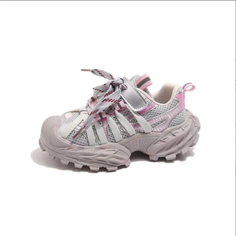 

Children's sports shoes 2025 autumn new style girls' mesh breathable dad shoes boys' soft soled casual hiking running shoes