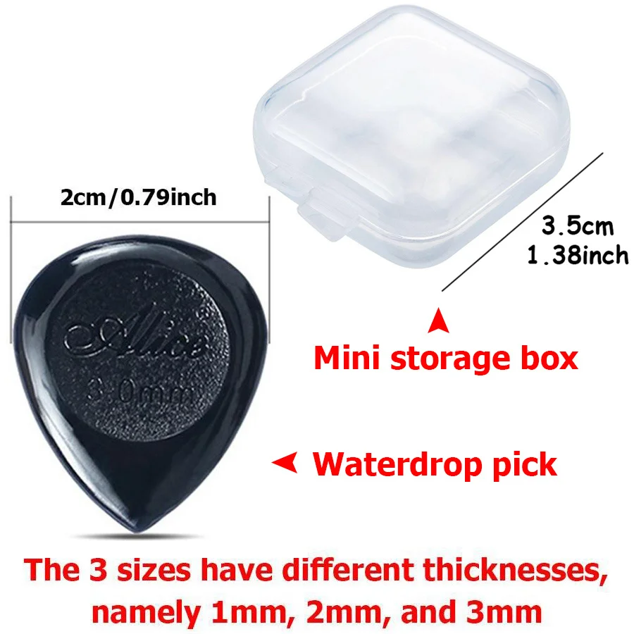 6pcs ABS Waterdrop Guitar Pick Set with Mini Storage Box Durable Plastic Color Picks for Ukulele Bass Instrument Performance DDJ