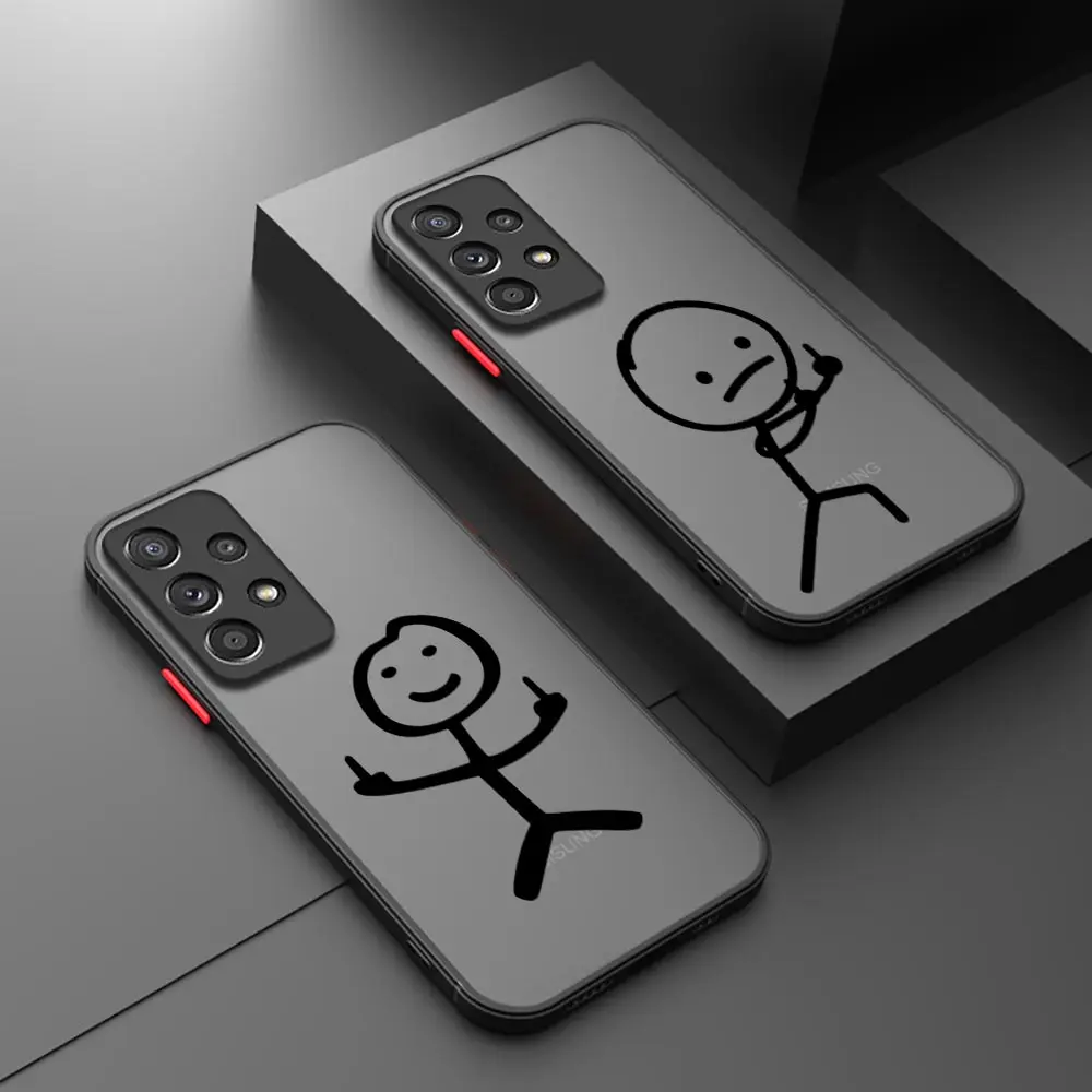 Funny Man Middle Finger Matchman Case For Samsung Galaxy A56 5G A55 A54 A36 A26 A53 A52 A34 A14 A06 A16 A21S A25 A33 Phone Cover
