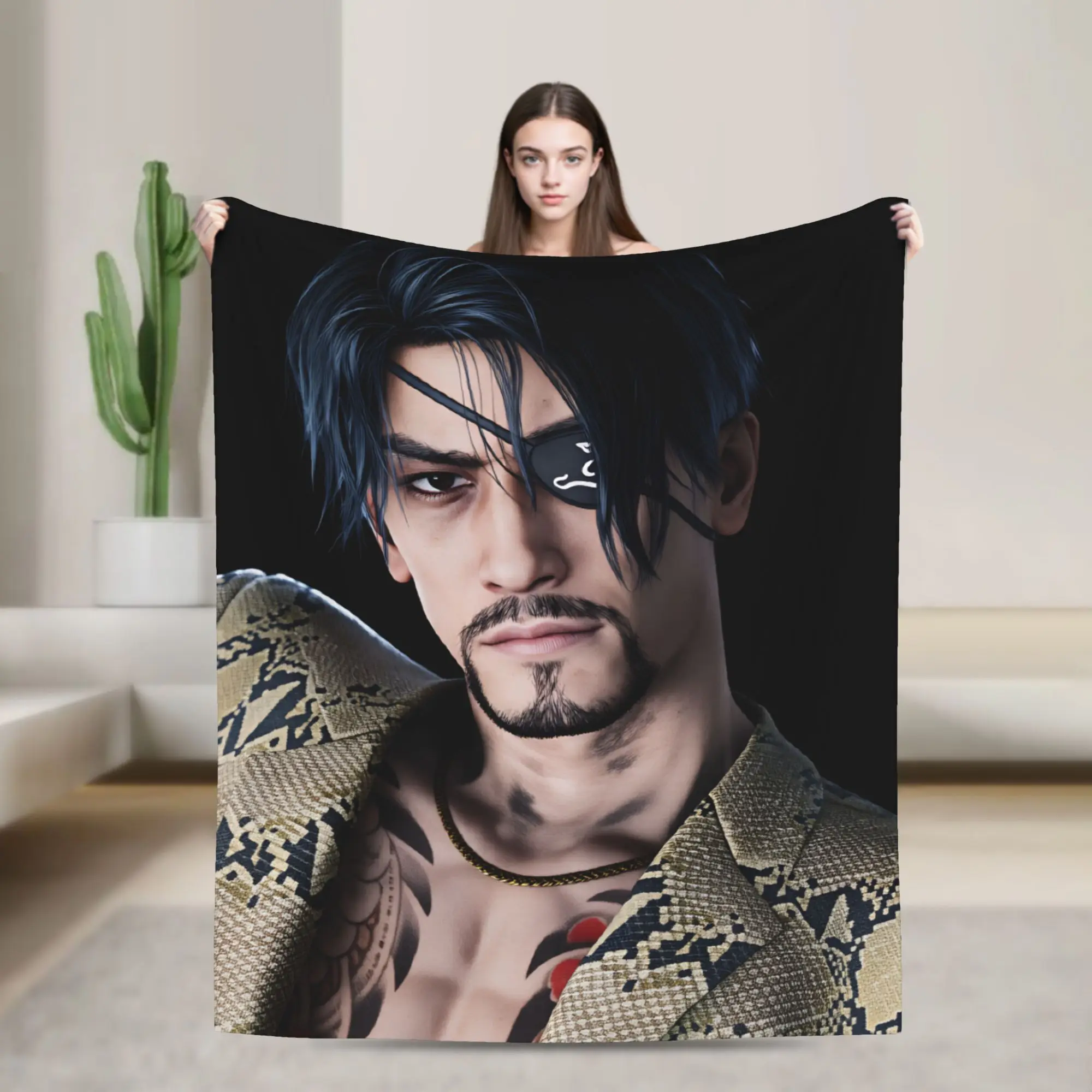 Funny Goro Majima Warm Comfy Blankets For Sofa Home  Graphic Throw Blanket Autumn Travel Car Flannel Bedspread