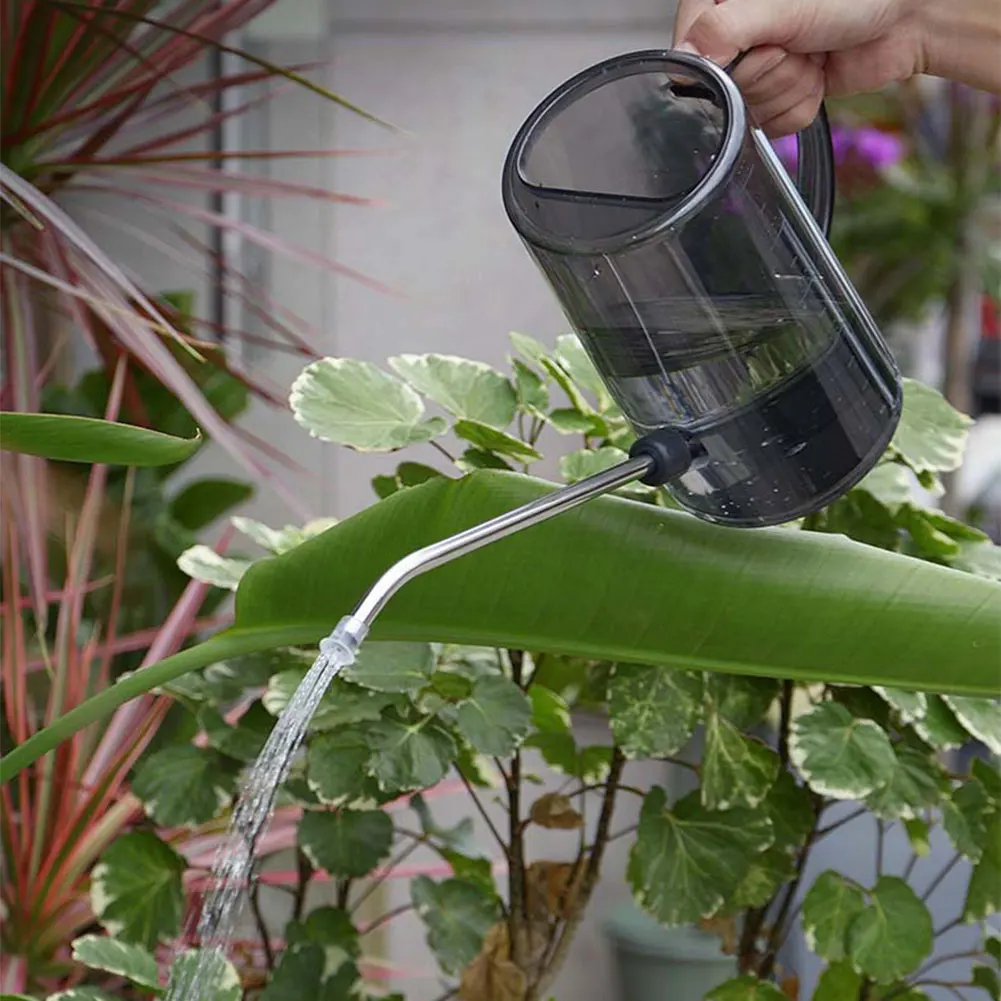 1/1.5L Plastic Small Watering Can 23 Cm Long Spout Transparent Garden Plants Flower Water Sprayer With Bonus Shower Head