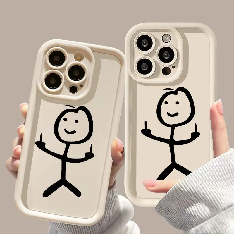 Cartoon Stickman Phone Case for iPhone 16 15 13 12 11 Pro Max 14Plus XS XR X 7 8 Plus SE Cover image 3