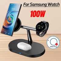 100W Magnetic Wireless Charger 3-IN-1 Stand Dock For Samsung S25 S24 S23 Galaxy Watch 7 6 5 4 3 2 Buds2/3/3 Pro Quick Charging