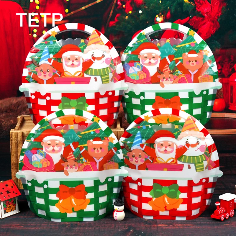 TETP 50Pcs Christmas Candy Bags New Year Santa Claus Party For Snacks Handmade Cookies DIY Gift Packaging Favors Decoration