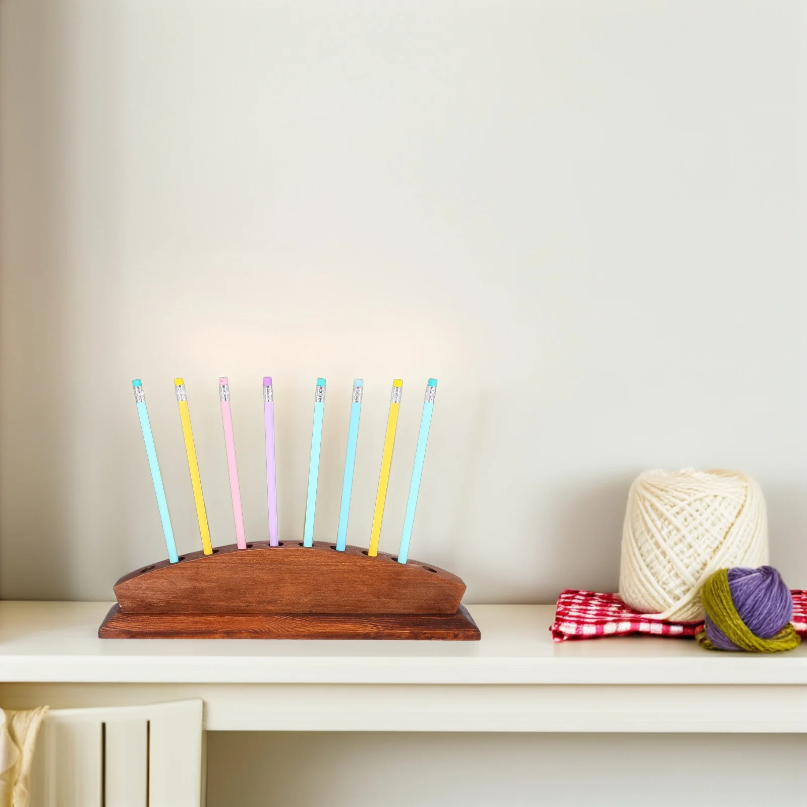 

10-Slot Wood Pen Holder Stand Desk Pencil Organizer for School Office Home Stationery Storage Rack Pen Stand Display