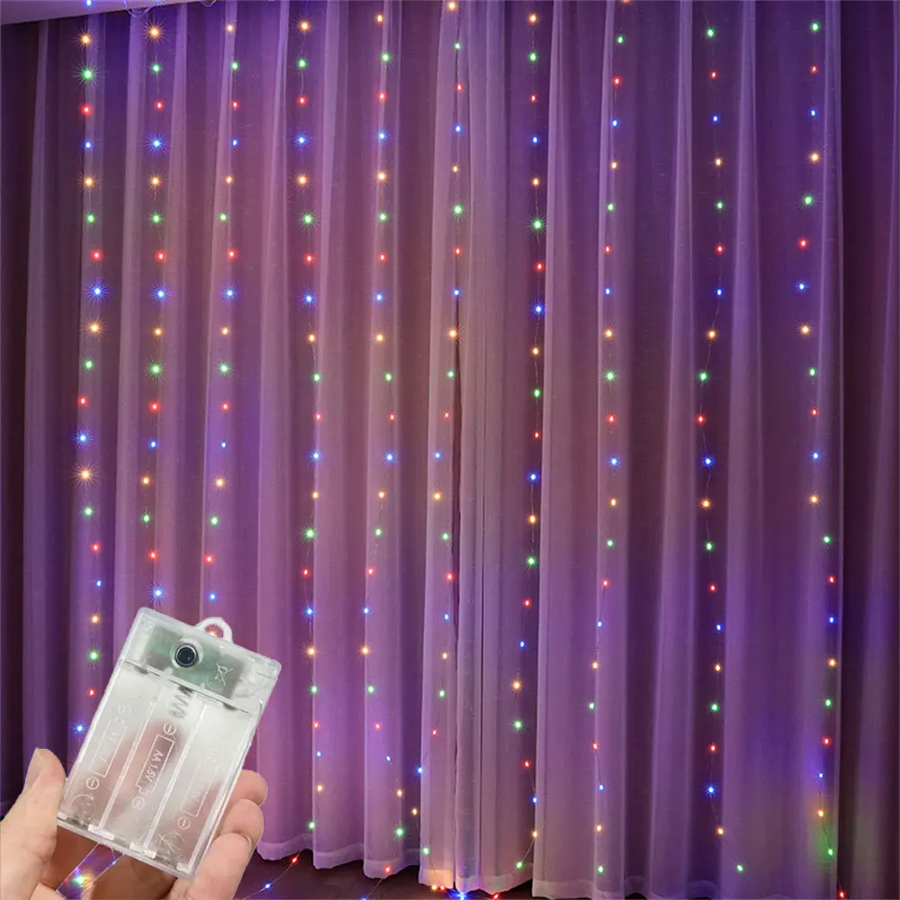 

Светодиодная гирлянда-штора 2026 для декора дома, на батарейках, для Рамадана, Дня святого Валентина, Ид Мубарака, свадеб, уличного декора