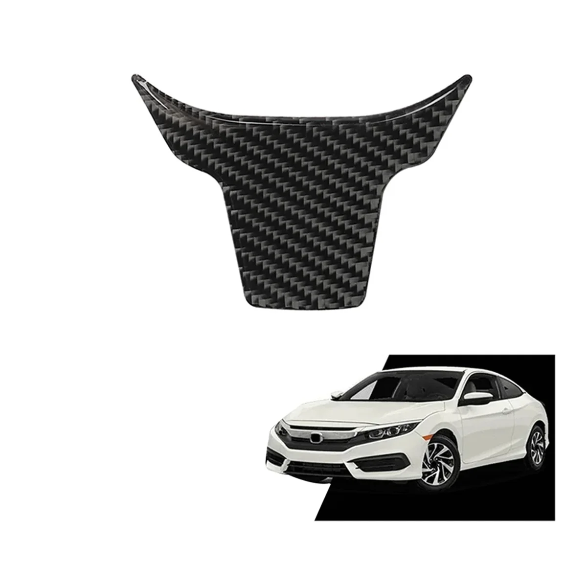 Carbon Fiber Steering Wheel Lip Cover Panel Frame Trim for Honda Civic 2016-2021