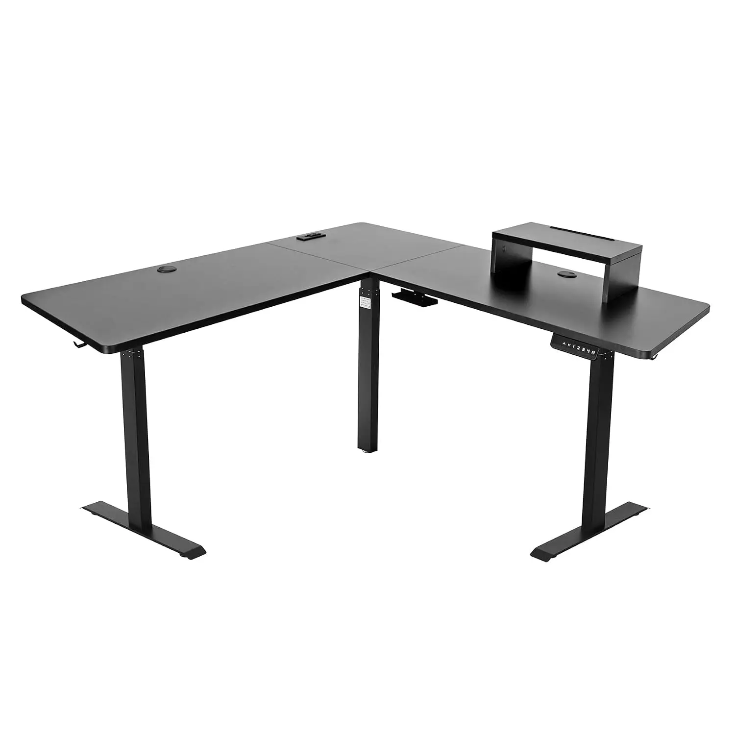 L-Shaped Triple Motor Electric Height Adjustable Desk, Gaming Home Office Corner, Touch Control, Steel, Black, Customized