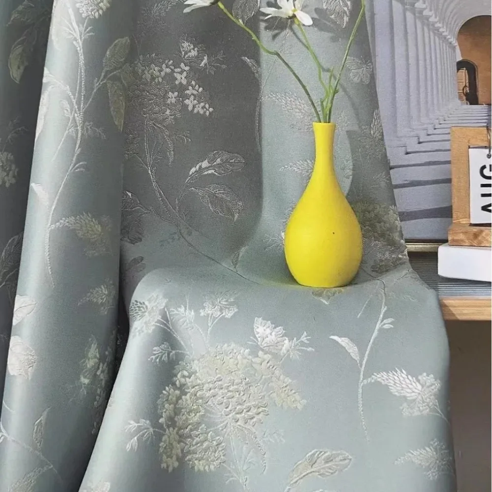 

New Color-woven Jacquard Bright Silk High-precision National Style Blackout Curtain Bedroom Living Room Relief Curtain Cloth