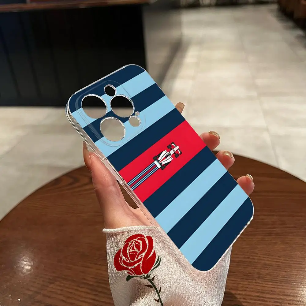 Custodia per telefono Martini Racing a strisce orizzontali trasparente per Iphone 16ProMax 15 14Pro 11 12 14 Pro Max Mini Plus X Cover