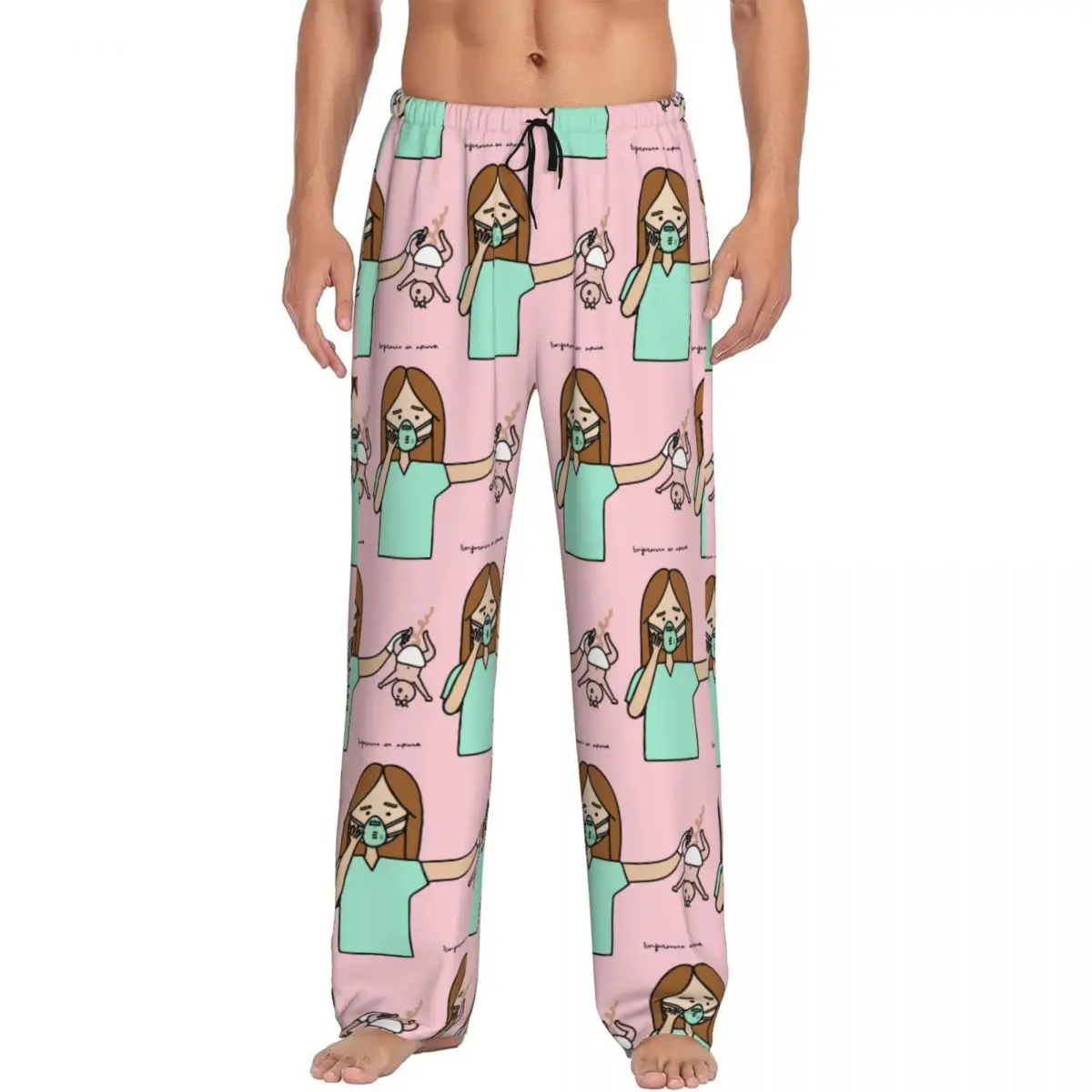 Custom Print Men Enfermera En Apuros Doctor Nurse Medical Health Pajama Pants Sleep Sleepwear Bottoms with Pockets