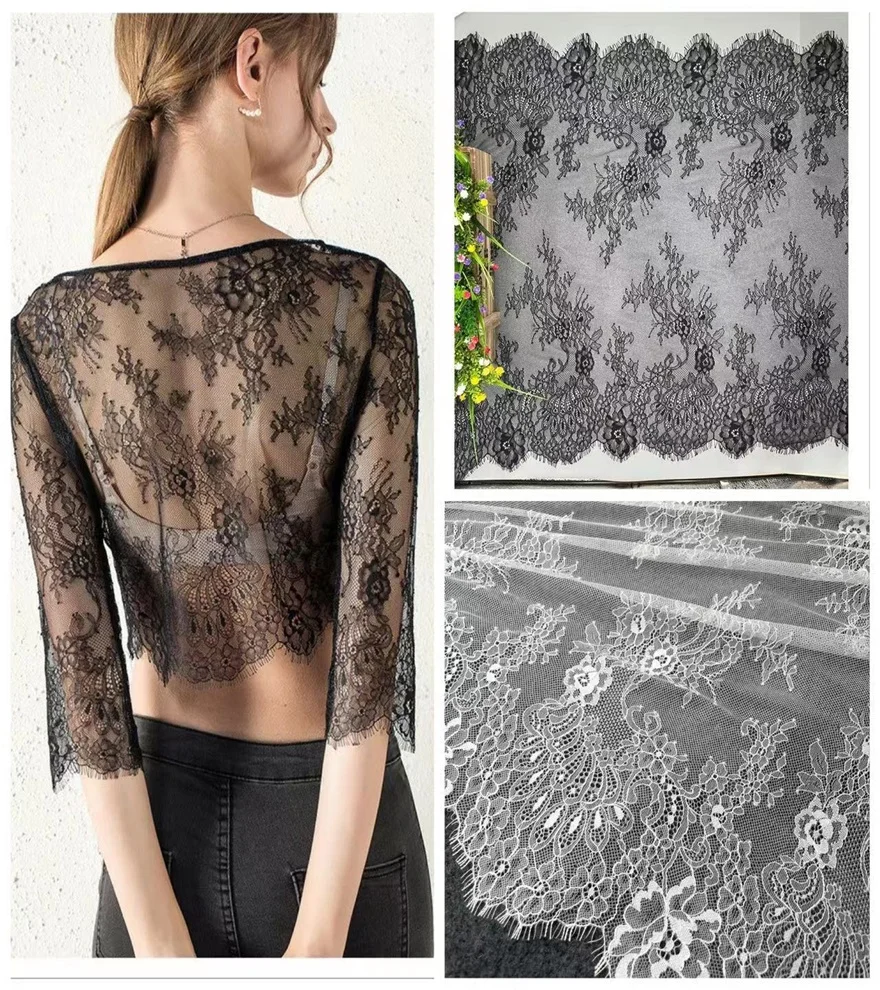 3 M New High End Eyelash Lace Fabric Can Be Used To Make Dresses, Base Shirts, and Also Suitable for DIY Home Textile Fabrics.