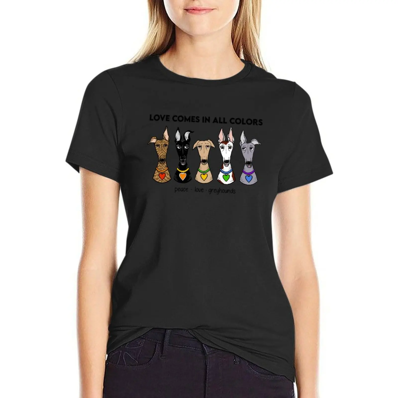 Peace, love, greyhounds T-Shirt oversized lady clothes tops funny workout t shirts for Women