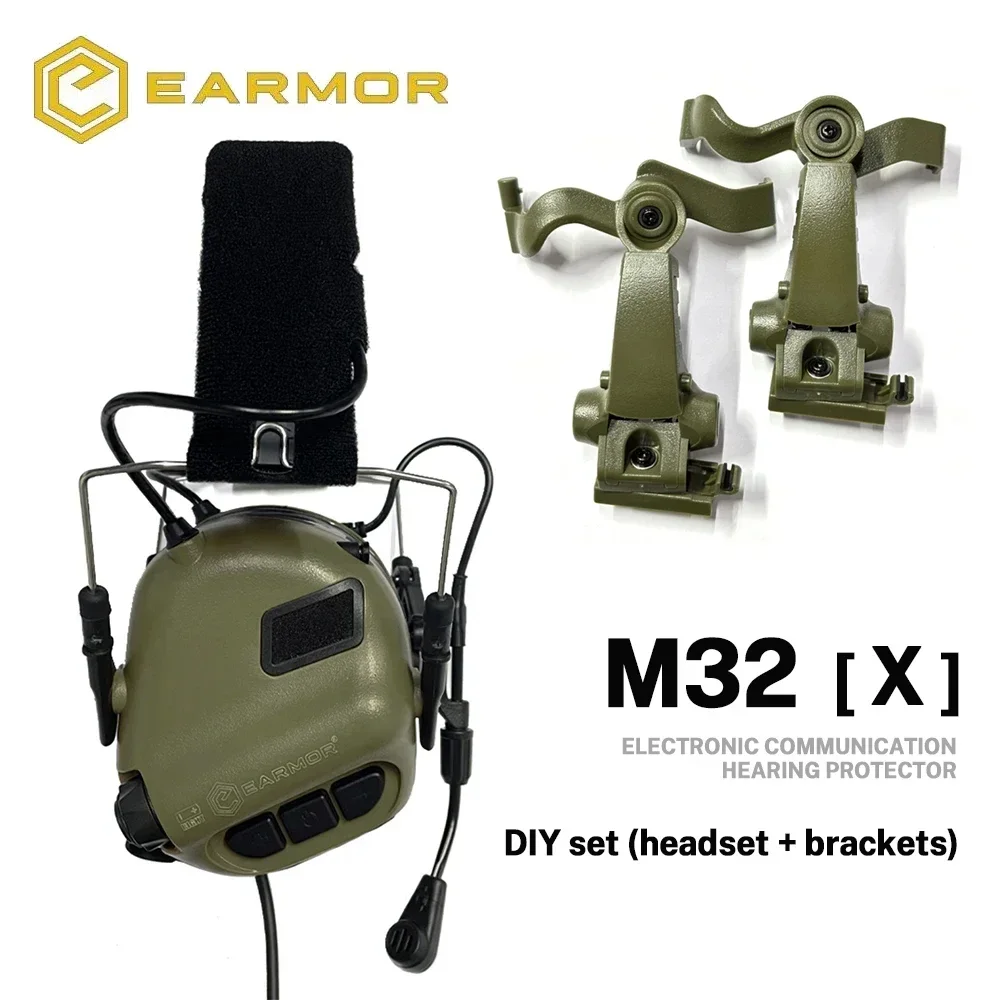 M32X Tactical Communication Headset with ARC Rail Helmet Mount Adapters-Noise-Canceling for Shooting and Outdoor Activities