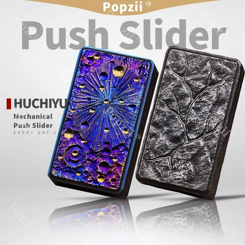 

HUCHIYU Titanium alloy Mechanical Push Slider Fidgeting toys Office Stress Relief Gadgets Cool Gadget Anxiety Toys